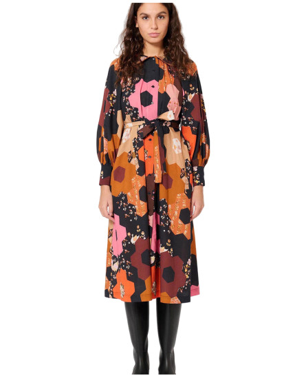 Honeycomb Printed Robe Dress