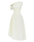 Elan Two-tone Off-shoulder Midi Dress - M / Cream