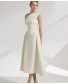Elan Two-tone Off-shoulder Midi Dress - M / Cream