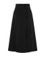 Elliana Wrap Midi Skirt With Floral Tie Belt - Black