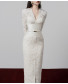 Gaia Pencil Dress with Corset - Cream with BELT