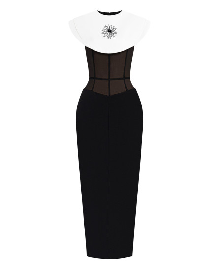 Lani Midi Dress With White Cape