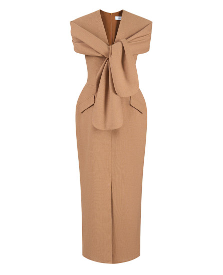 Odessa Draped-Scarf Midi Dress