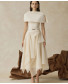 Seraphelle Layered A-line Midi Dress - Cream with BELT