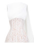 Velin Draped Lace Midi Dress - White
