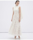 Velin Draped Lace Midi Dress - White