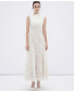 Velin Draped Lace Midi Dress - White