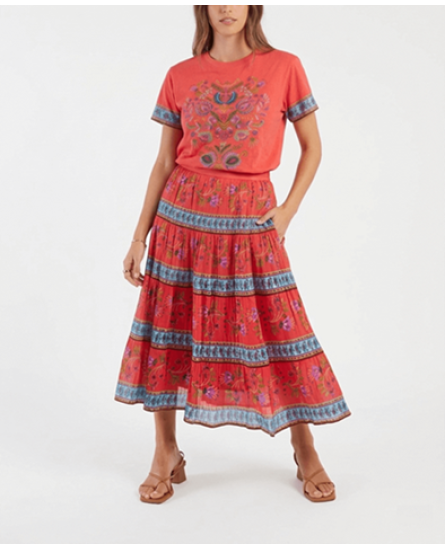 Domino Skirt + Cassie T-Shirt : Coral