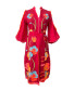 Curry Red Flower Embroidered Kaftan