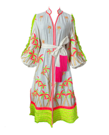 Flying Palm Free Print Kaftan