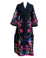 Intrica Botanical Embroidery Kaftan Black