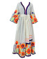 Flower Embroidered Bohemian Dress Off White
