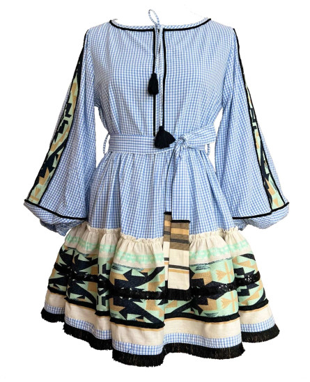 Puff Midi Dress: Gingham Print