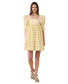 Short Lace Embroidered Dress - yellow