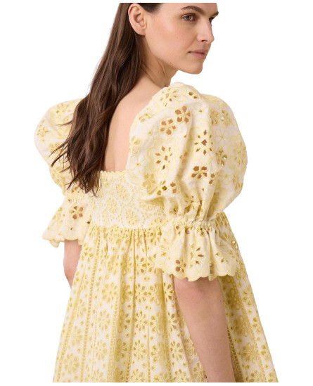 Short Lace Embroidered Dress - yellow