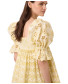 Short Lace Embroidered Dress - yellow