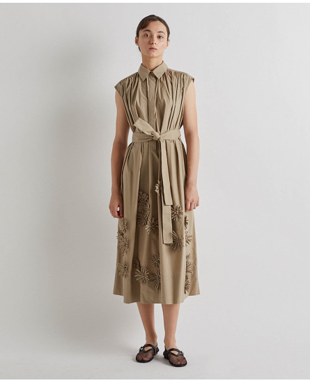 White Double Belted Eyelet Dress