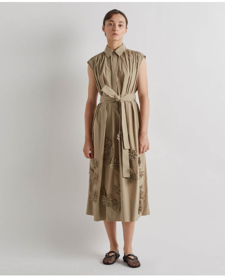 White Double Belted Eyelet Dress