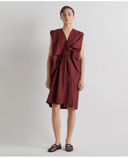 Dress with Pleated Front - Brandy