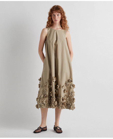Dress with Floral Applications - Sunny Lime