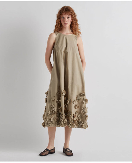 Dress with Floral Applications - Sunny Lime