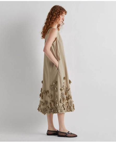 Dress with Floral Applications - Sunny Lime