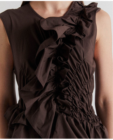 Dress with Ruffles and Gatherings on the Bodice
