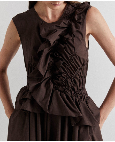Dress with Ruffles and Gatherings on the Bodice