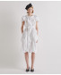 Chemisier Dress with Button Pattern - White