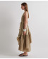 Long Dress with Ruffles and Matching Belt - Taupe