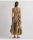 Long Dress with Ruffles and Matching Belt - Taupe