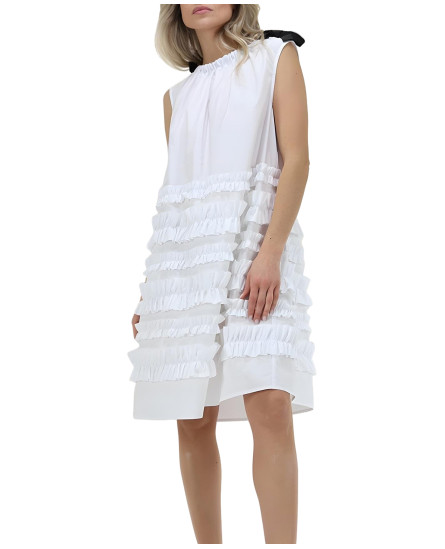 White Ruffled Short Dress