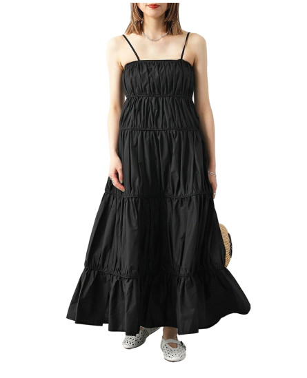 Open Shirred Long Dress