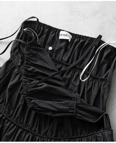Open Shirred Long Dress