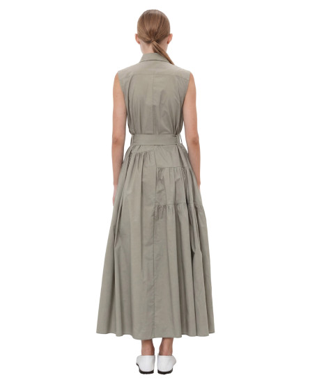 Belt Fit Waist Pleated Dress