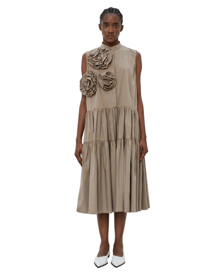 Floral Applique Grey Dress