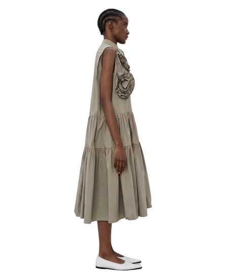 Floral Applique Grey Dress