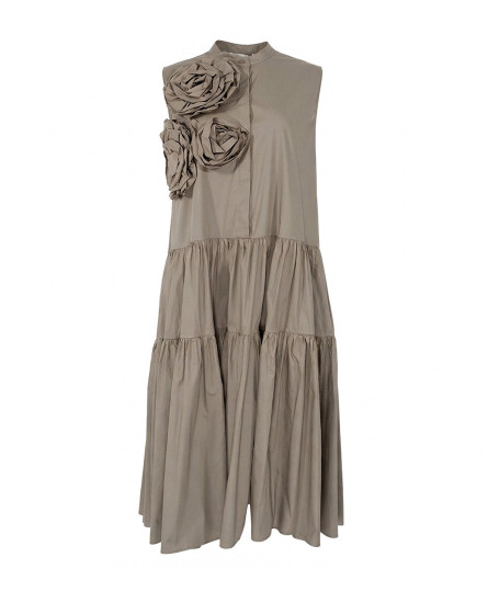 Floral Applique Grey Dress