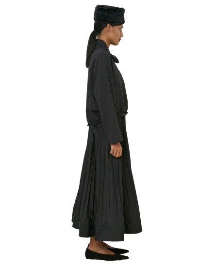 Pleated Skirt and Blouse - Black