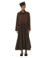 Pleated Skirt and Blouse - Chocolate Brown