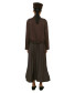 Pleated Skirt and Blouse - Chocolate Brown