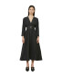 Black V-Neck Belted Dress