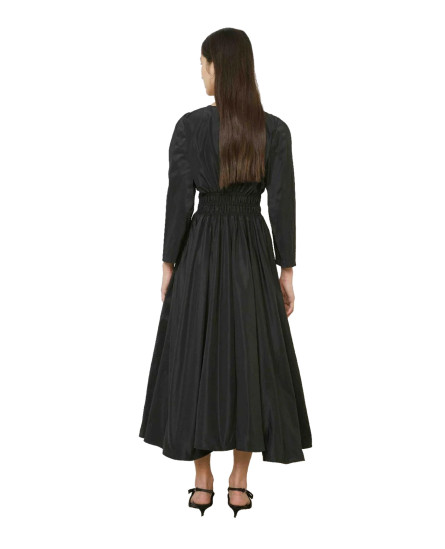Black V-Neck Belted Dress