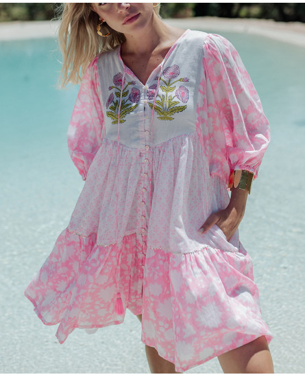 Ambar Pink Neon Short Dress