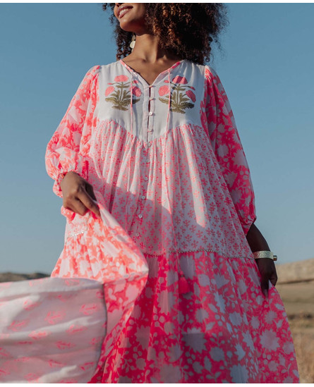 Ambar Orange Neon Long Dress