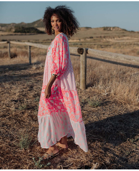 Ambar Orange Neon Long Dress