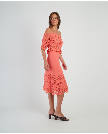 Edwige Blouse + Dayana Jupe - Coral