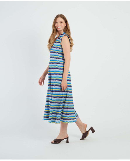 Flora Robe Maille - Blue