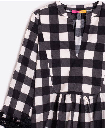 Black Check Blouse + Trousers 