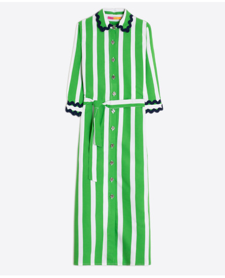 Green Striped Shirt Dress
